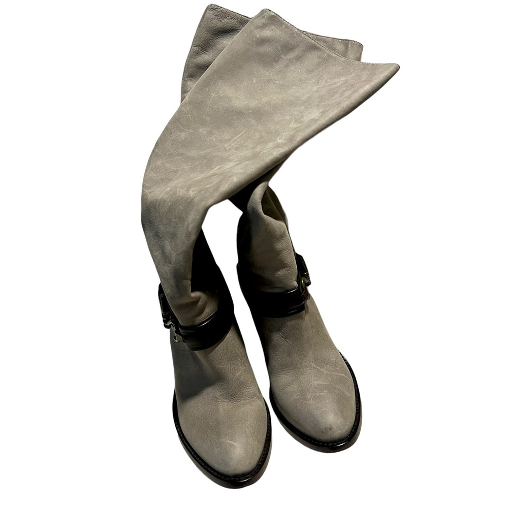 Gray Tantivy Tall Nike Air Technology Knee High Leather Hardware Pull On Boots